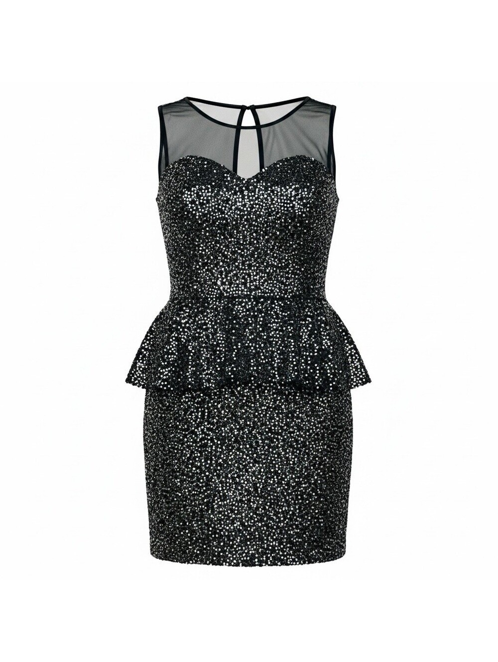 Baby Phat L Black Gold Sequin Peplum Dress Sleeveless y2k Whimsigoth Party